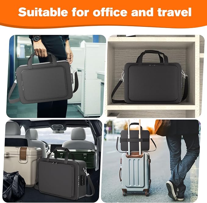 Fireproof File Organizer with Lock,Fireproof Document Folder, Portable Home Office Travel Safe Storage for Important Documents Laptop Black - Image 8