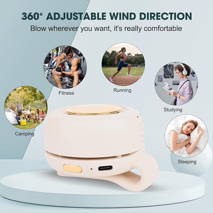 enterlent Portable Silent Mini Bladeless Electric Fan,Mini Whirlwind Fan for Waist Clip Fan(3-Speed),Hands-Free Neck Fan suitable for Outdoor & Travel & Office,Travel Accessories (Green) - Image 6