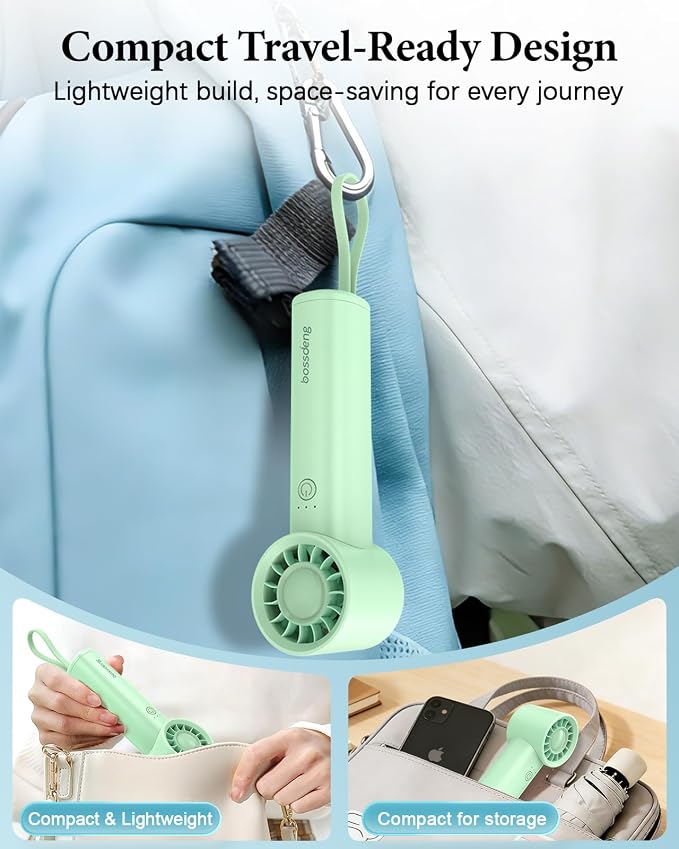 Portable Fan with Power Bank & Flashlight-Green | 6.5H Max Cooling,USB-C Rechargeable,Mini Fan for Outdoor/Travel/Beach/Concerts/Summer.Gifts for Girl,Women. - Image 6