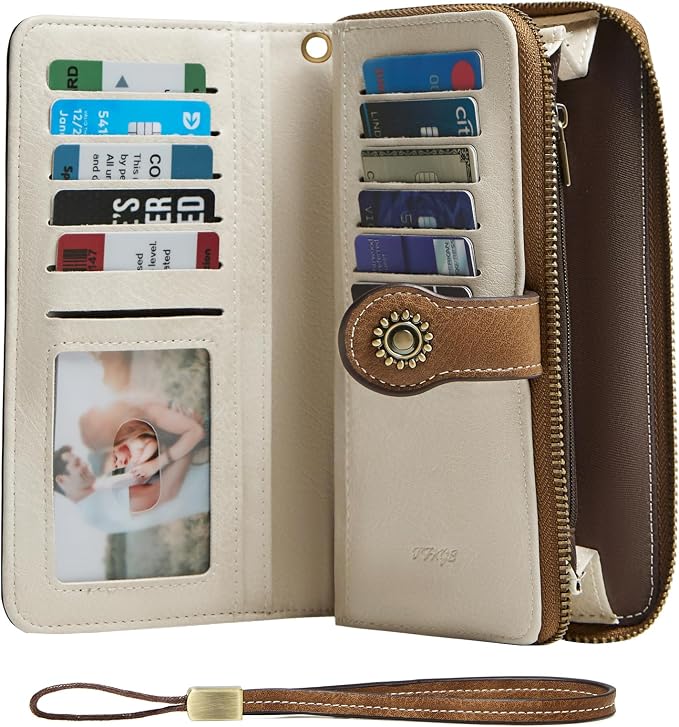 TFKGS Wallet for Women RFID Blocking Leather Large Capacity Card Holder Ladies Phone Clutch Travel Long Purse Wristlet | RFID Blocking - Image 9