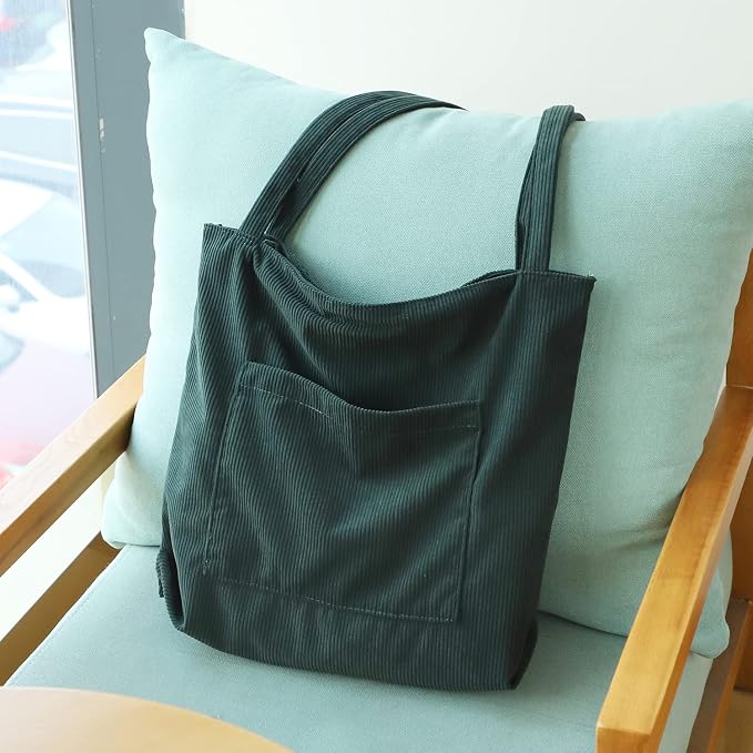 WantGor Women Corduroy Tote Bag, Large Shoulder Hobo Bags Casual Handbags | Big Capacity Shopping Work Bag - Image 3