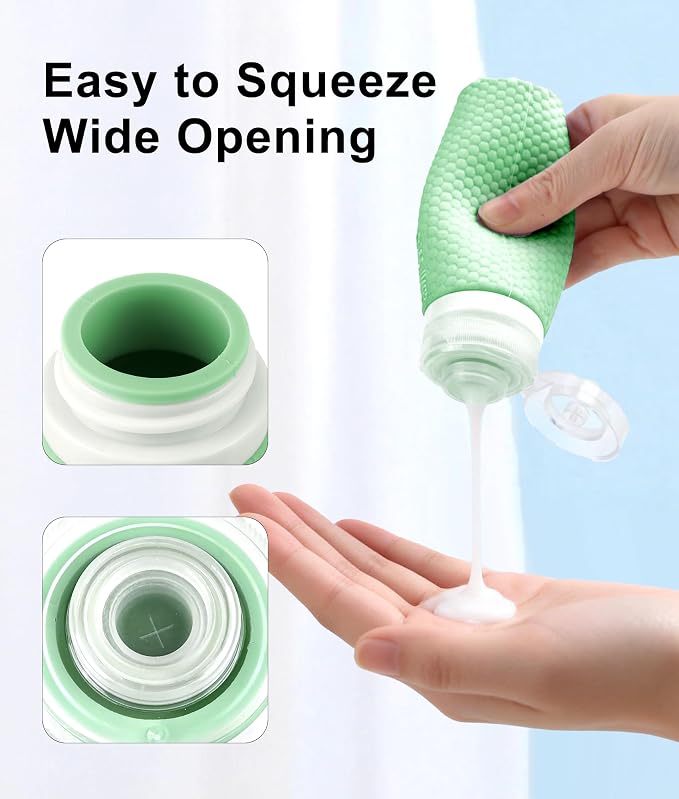 Travel Bottles for Toiletries, TSA Approved 3oz Leak Proof Travel Size Liquid Containers, BPA-Free Refillable Silicone Squeeze Bottles, Ideal for Shampoo Lotion and Conditioner (4 Pack) - Image 4