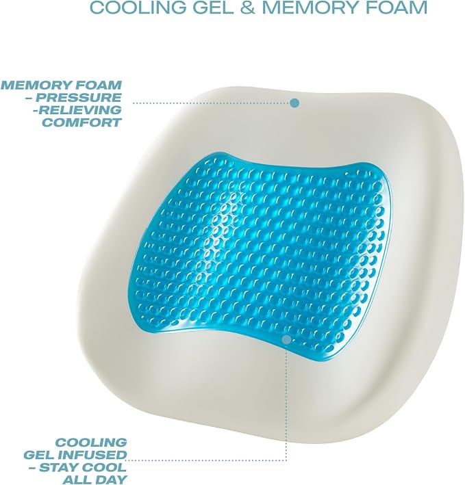 Skechers Seat Cushion Premium Gel & Memory Foam-Office Chair Cushion for Tailbone Pain Relief,Butt Pillow for Office Chair,Car seat Cushion,Long Sitting Office Workers,and Car Drivers,Blue - Image 9