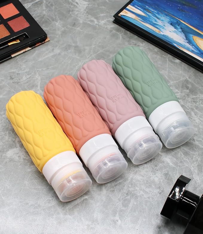 3.4oz Silicone Travel Bottles for Toiletries Refillable Liquid Accessories | for Shampoo and Conditioner, TSA Approved Leakproof Squeeze Bottles Travel-friendly with Labels/Clear Bag - Image 6