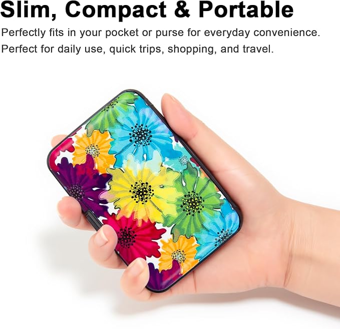 Credit Card Holder, Metal Card Wallet RFID Blocking Mini Slim Aluminum Business Hard Card Case for Women Men (Motley Floral) - Image 3