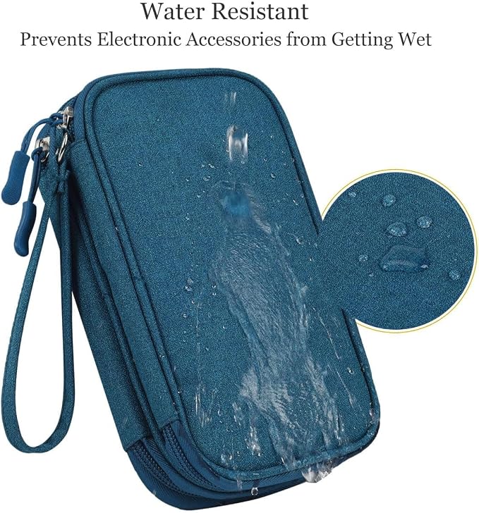 CAOODKDK Electronic Organizer Travel Cable Accessories Bag, Waterproof Electronic Organizer Case, Accessories Organizer Bag for Power Bank, Charging Cords, Chargers, USB Cable, Earphones (Dark Green) - Image 2