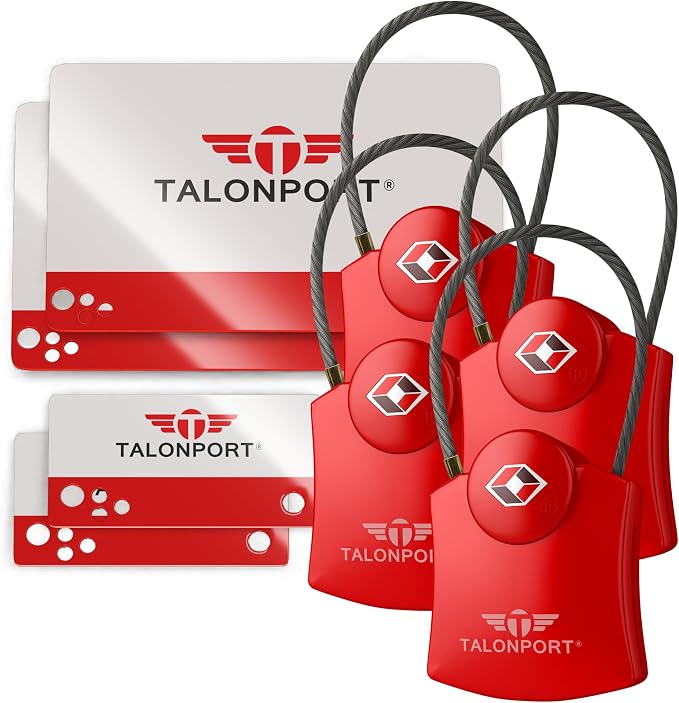 Keyless TSA Approved Suitcase Luggage Locks, Red 4-Pack | No Combination to Remember, Durable Zinc Alloy Build, Free Lifetime Card-Key Replacements, Secures Bags, Lockers & Gym - Image 9