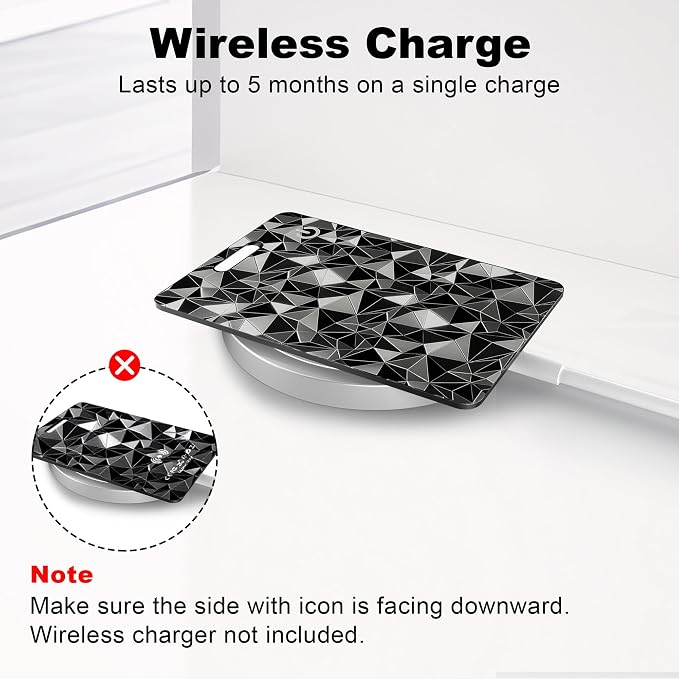 Wallet Tracker Card for Apple Find My (iOS Only), Ultra-Thin Bluetooth Tracker Smart Card Wallet Finder, IP68 Waterproof Slim Item Locator for Wallets, Keys, Passport & Luggage Tags (Diamond Black) - Image 6