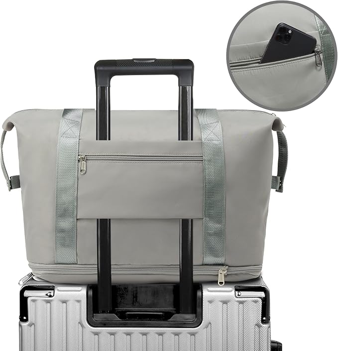 ZGWJ Travel Tote Bags, Expandable Overnight Weekender Bag for Women Foldable Carry-On | Expandable - Image 6