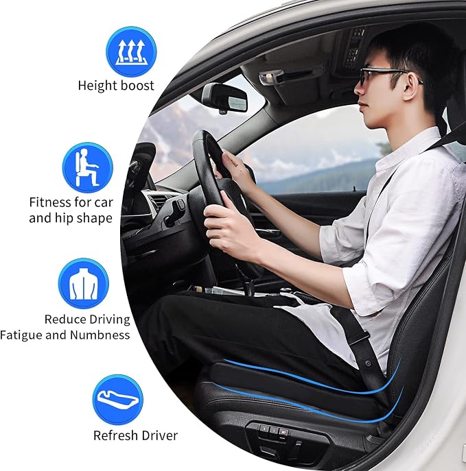 Car Seat Cushion for Car and Truck Driver Seat Office Chair Wheelchairs Coccyx Support Sciatica, Lower Back Pain Relief Memory Foam Car Seat Pad - Image 7