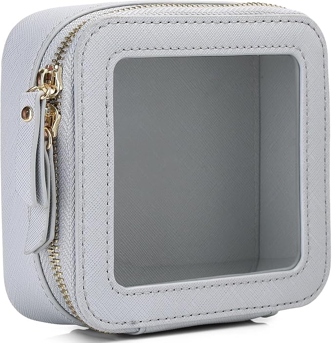 Pinkmik Small Makeup Bag Mini Clear Cosmetic Case, Gray, MINI | Zipper Closure, Toiletry Bag, Purse Organizer, Car Essentials by Pinkmik
