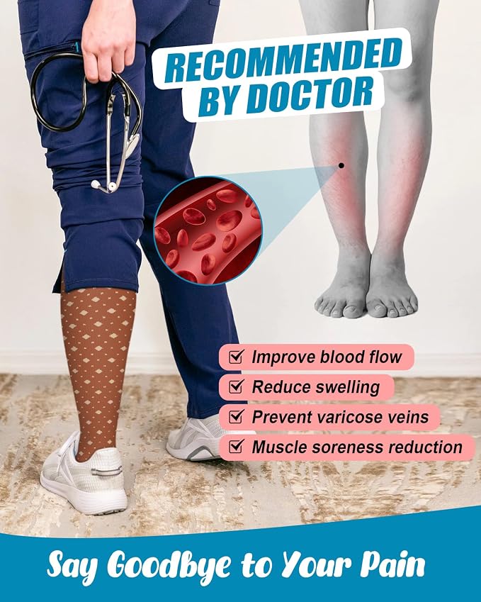6 Pairs Compression Socks for Women & Men 15-20mmHg Knee High Socks | Graduated Compression Socks Supports Circulation, Ideal for Nurses Pregnancy, Travel, Flying, Running & Daily Wear - Image 4