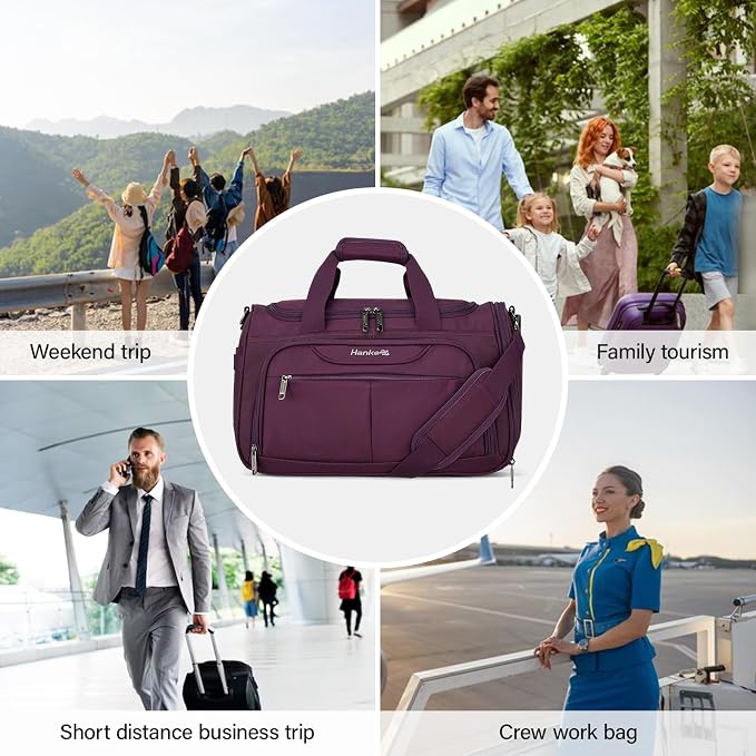 Hanke Small Underseat Carry On Luggage Bags for Travel with 10 Pockets. | Airline Approved Foldable Personal Bag w/ Luggage Sleeve; Tote Duffle & Bento Bag, Flight Attendant Weekender for Men & Women - Image 9