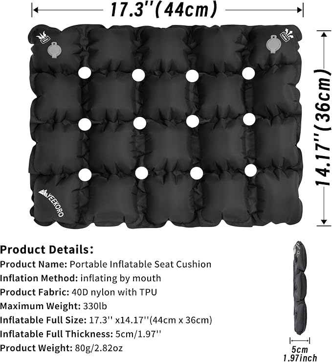 Inflatable Seat Cushion, Porous Design Sitting Pad, Air Seat Cushion, Portable Seat Cushions for Airplane Wheelchair Office Camping - Image 2