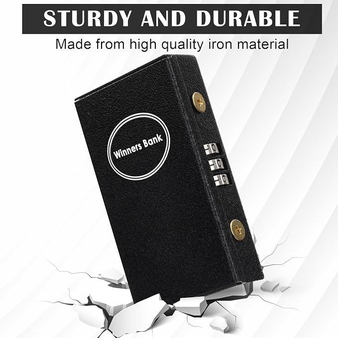 Reallnaive 1 Pack Metal Box for Gamblers Pocket Sized Winner Bank Casino Cash Box with 2 Keys Portable Casino Money Safe strongbox for Cash Saving Go Home Money Gifts(Black,Coded) - Image 5