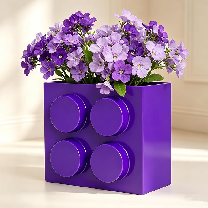Magnetic Basket Organizer for Fridge - Lego-Style ABS Plastic Storage Box,No Drill Design for Kitchen Counter, Microwave & Whiteboard, Holds Up to 3.5 lbs (deep purple) - Image 6
