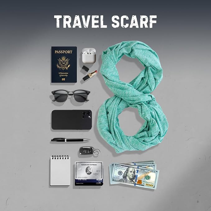 Zero Grid Infinity Travel Scarf Loop with Hidden Zipper Pockets for Passport, Phone, Cash, Cards - Image 7