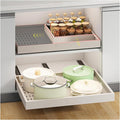 Fokyfok Pull out Cabinet Organizer,16"-21"W,13"-17"D,Expandable,Adhesive | No Drill,3 Rails,Adjustable Slide out Drawers for Kitchen,Pantry,Roll out Shelves,for Cabinets Without Lip,Bathroom,White,1PC by Fokyfok