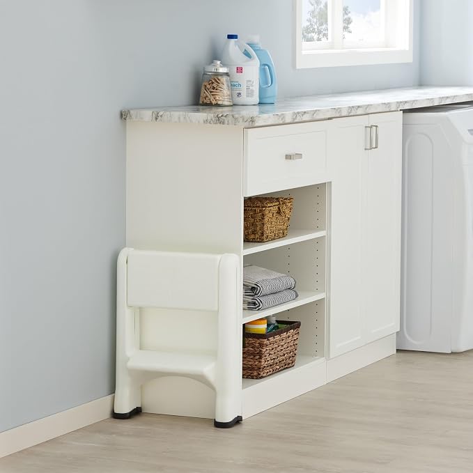 Rubbermaid Two-Step Folding Foot Stool 14-Inch High White 300 Pound Capacity Small Step Stool for Adults/Kids for Use in Library/Kitchen/Bathroom/Garage/Closet - Image 6