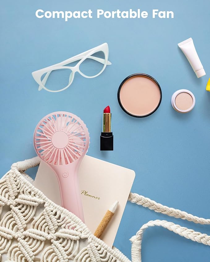 Edvision Portable Mini Fan - Powerful Personal Handheld Fan with 3 Speeds, Cute and Small, USB Rechargeable for Travel/Lash/Makeup/Outdoor/Home-2 Pack - Image 3