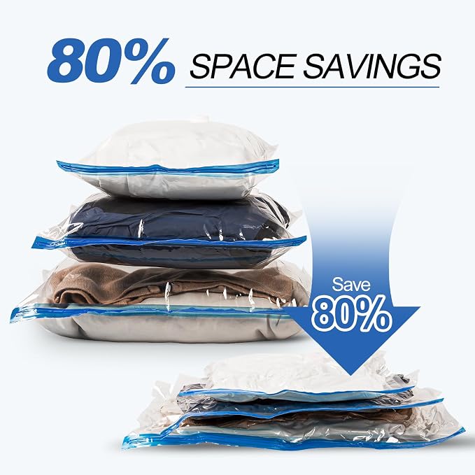 VMstr 9 Pack Travel Vacuum Storage Bags with USB Pump, Vacuum Packing Seal Bags for Luggage, Carry-on Size Space Saver for Clothes and Clothing Travel - Image 4
