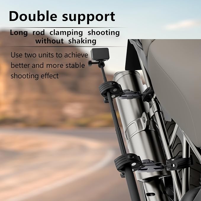 Motorcycle Selfie Stick Mount Pole Clamp for Insta360 X5 X4/GoPro/Pocket 4 3/DJI Osmo Action 6 5 4/Osmo 360/Nano, Bike Bicycle Handlebar/Tail/Seat Rail/Tube/Pipe Mounting Kit Accessories - Image 4