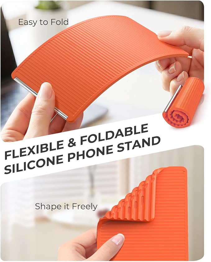 2026 Airplane Phone Holder, Flexible Silicone Portable Phone Stand | Foldable for Desk Bed Office, Travel Essentials Hands Free Mount for iPhone Tablet Laptop,Anti-Slip & Scratch-Resistant - Image 3