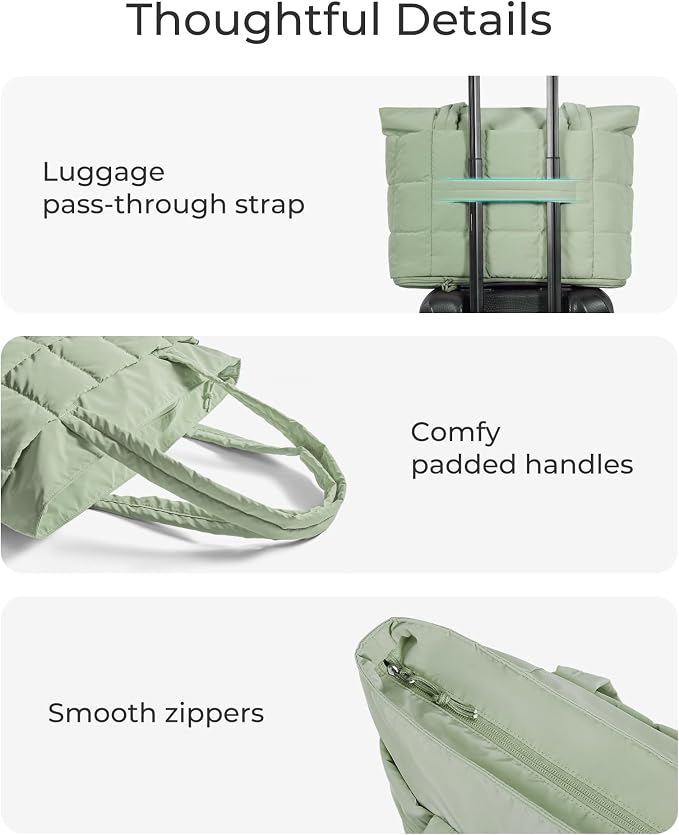 BAGSMART Expandable Tote Bag for Women, Puffer Work Tote Travel Bag | Quilted Carry On Bag for Travel Work Gym College, Waterproof Travel essentials - Image 7