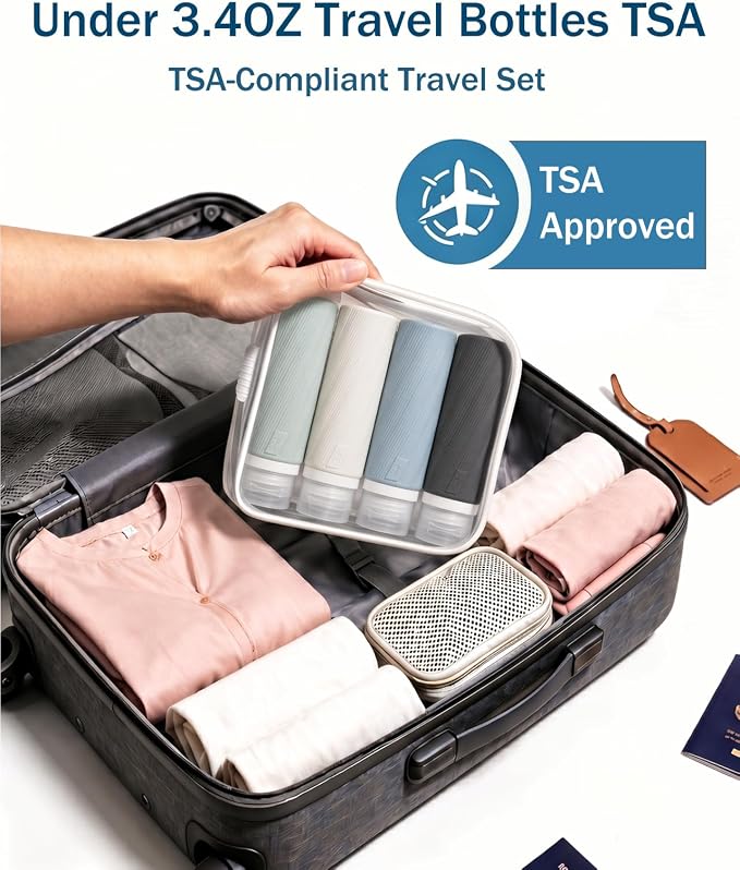 Redfly 13-Piece TSA-Approved Travel Size Bottles for Toiletries, Leak proof | Travel Size Containers, BPA-free silicone, clear toiletry bag, under 3.4oz, wide mouth,travel essentials for shampoo, lotion - Image 3