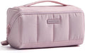 NISHEL Travel Makeup Bag for women, Organizer Pouch Cosmetic Case | Open-flat design keeps cosmetics, brushes, and beauty tools organized for travel and daily routines, Peach-Pink by NISHEL