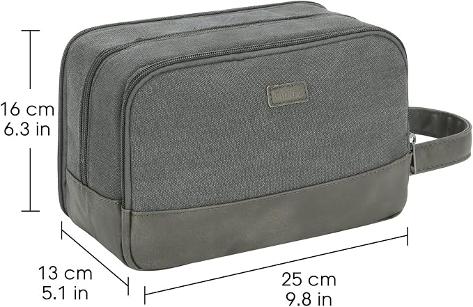 WANDF Travel Toiletry Bag for Men, Canvas Shaving Dopp Kit | Wet Separation, Water-Resistant Fabric, Travel Bag for Toiletries, Shaving Accessories, Weekend Trips - Image 5
