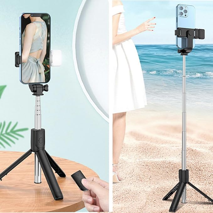 28" Phone Tripod & Selfie Stick Travel Tripod for iPhone Selfies, with Phone Holder 360°Rotation Selfie Stick Extendable for Travel/Selfie/Vlog, Compatible with iPhone/Android - Image 4