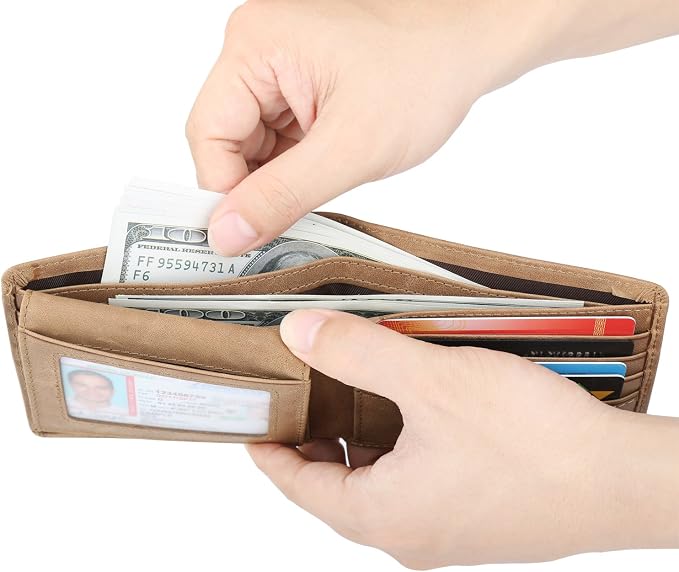 HIMI Wallet for Men-Genuine Leather RFID Blocking Bifold Stylish Wallet With 2 ID Window - Image 6