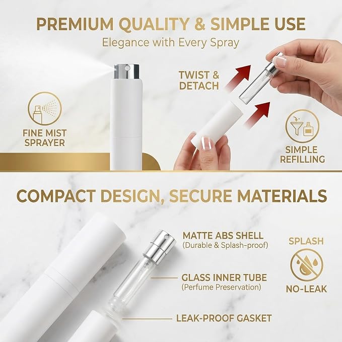 13pcs Travel Size Bottles Set with Bag, TSA Approved Silicone Travel Toiletries Containers with 4-Way Leak-Proof Design with Silicone Strap, Perfume Atomizer, Travel Essentials for Men Women - Image 4