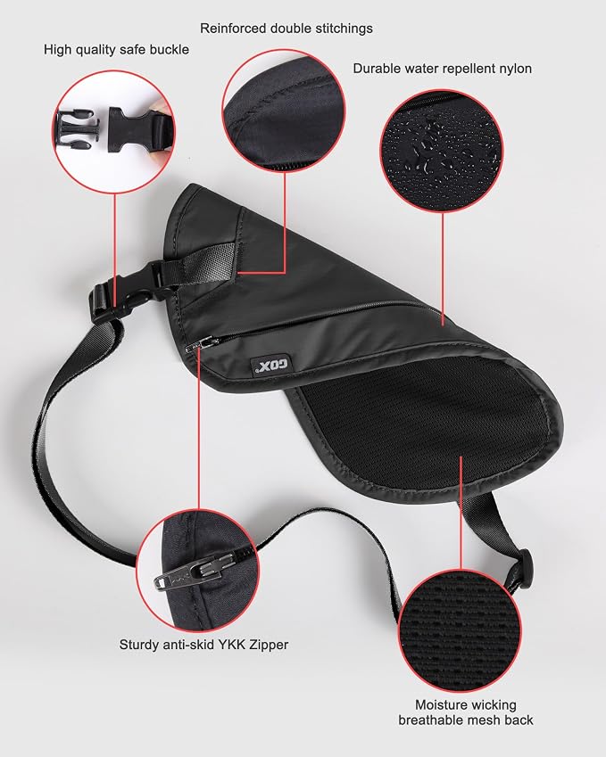 GOX Money Belt for Men Travel, Anti-Theft Hidden Waist Pack, RFID Secure Travel Belt for Men, Ultra-Thin Under-Clothes Passport Wallet with Documentry Safety & Money Holder (Black-L) - Image 4