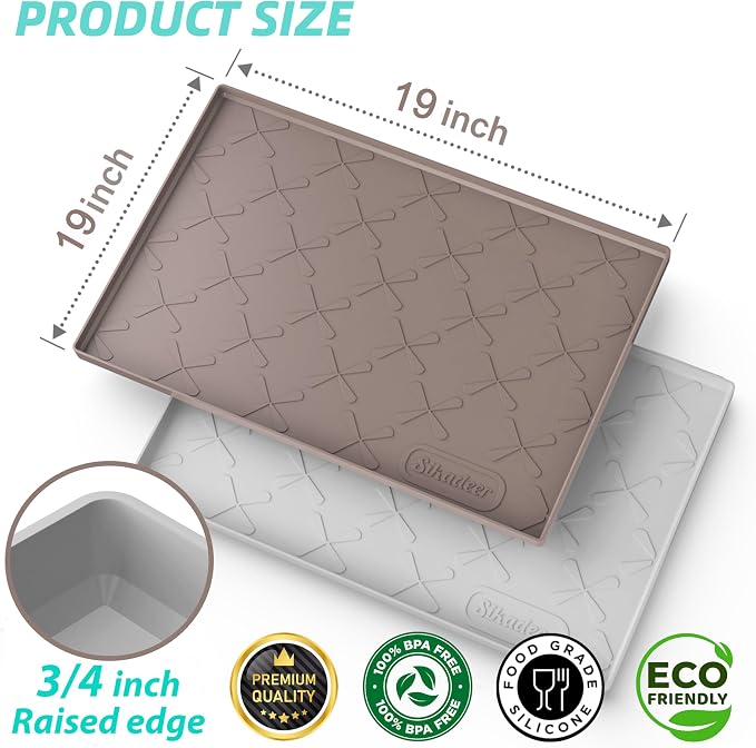 Waterproof Under Sink Mat 19" x 19" Silicone Mat Cabinet Protector | Heavy Duty Kitchen Cabinet Liner, Easy Press Drain, Home Essentials for Pet Feeding, Boots, Bathroom, Organizers & Storage - Image 3
