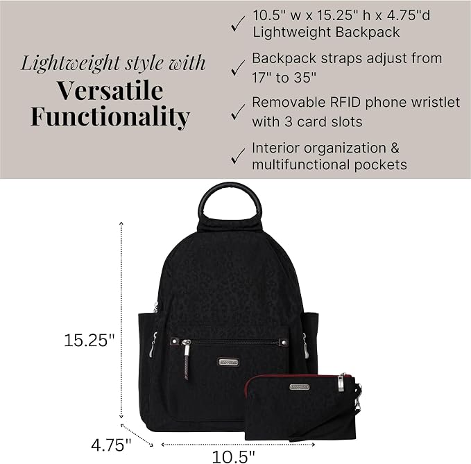 Baggallini Women's All Day Backpack, Black Cheetah Emboss, One Size… - Image 4