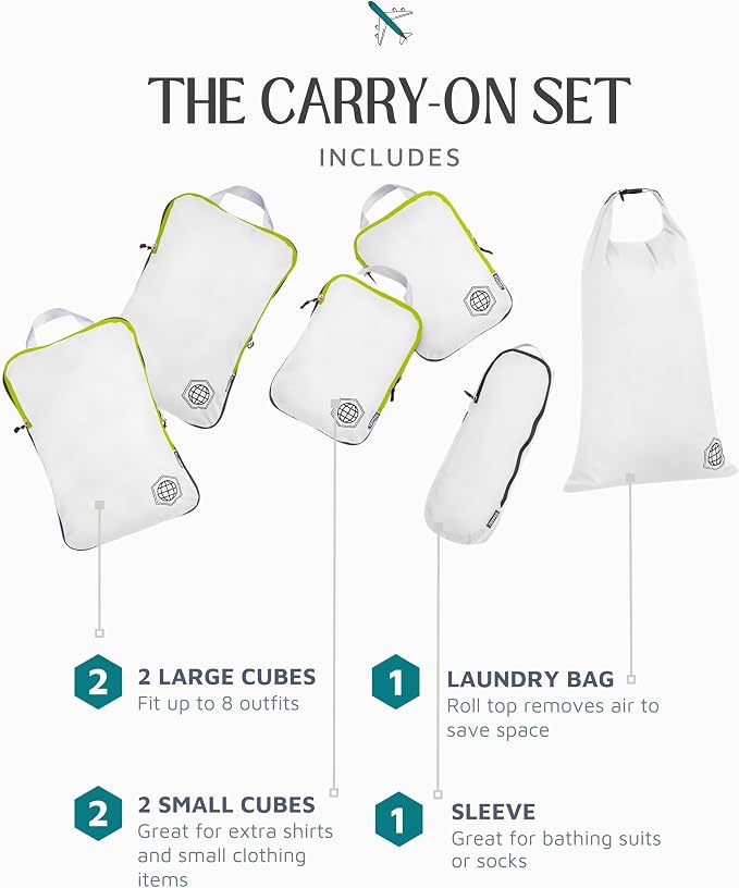 TRIPPED Travel Gear Compression Packing Cubes for Carry-On Travel 6-Pack | Ultralight Ripstop Packing Cubes with Compression Zippers for Organized Carry-On Luggage, Backpack, and Travel Packing - Image 7