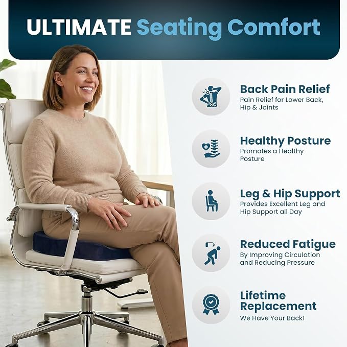 ComfiLife Extra Large Gel & Memory Foam Seat Cushion - Doctor Recommended Office Chair, Car Seat, Lifting Cushion - Back & Sciatica Pain Relief - Wide Seat Cushion for Big & Tall (Navy) - Image 7