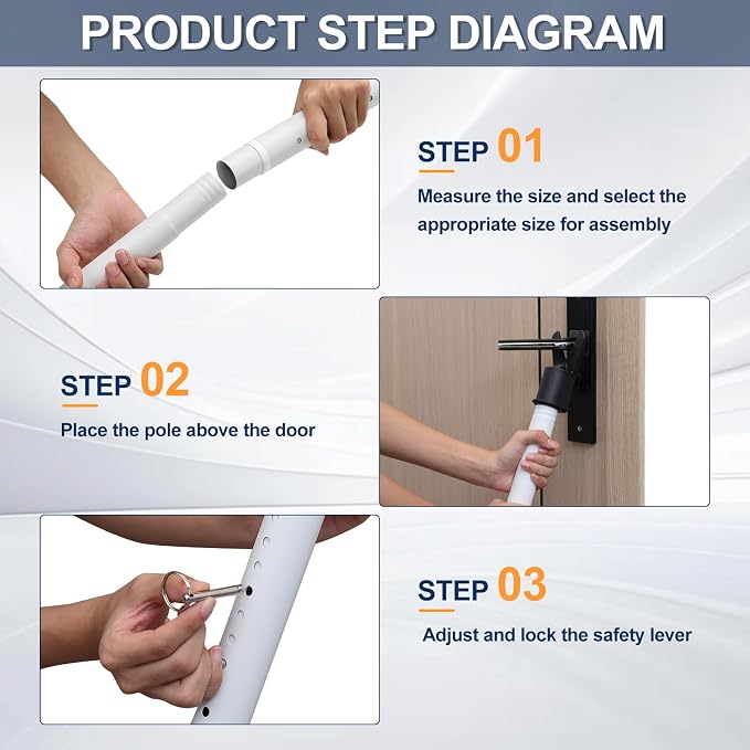 Door Security Bar, 1.25Inch Diameter Heavy Duty Security Bar with Large Rubber Base, Door Stopper for Apartment Hotel Home Travel Screen Door(1 Pack,White) - Image 4