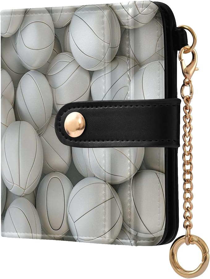 3d White Volleyball Women's Wallets RFID Blocking,Credit Card Holder Bifold Wallet,Slim Card Cases,PU Leather Travel Wallet for men Girls by visesunny