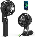 EasyAcc Portable Rechargeable Cooling Fan with 5000 Capacity, Foldable Desk Fan, Up to 32H Runtime, 180° Foldable with Lanyard, World Cup and Travel Essential, Black by EasyAcc