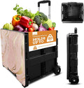 Inspired Living Collapsible Ultra-Slim Pack-N-Roll,2 Wheel Utility Cart w/Lid Used as Seat up to 250 Lbs, Telescopic Handle, Super Strong, for Home,Garden,Shopping,Office,School, Large, Pink Marble by Inspired+Living