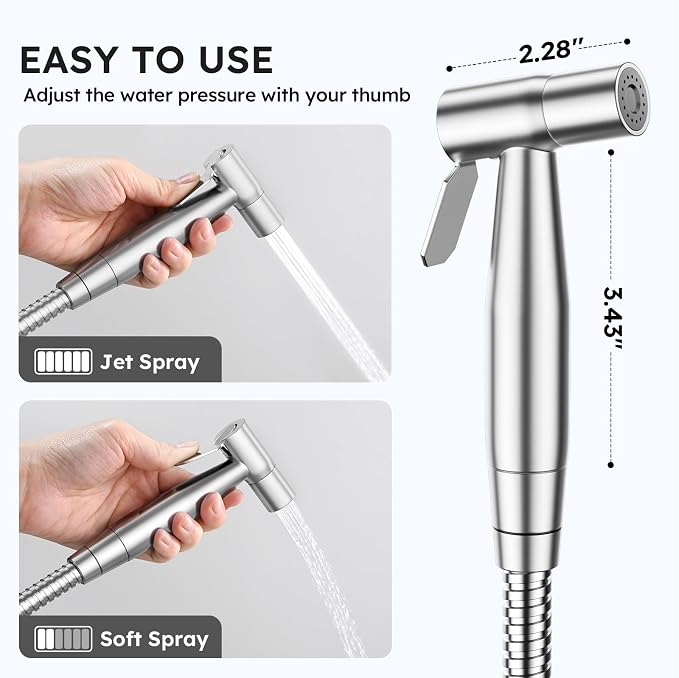 Arofa 2 Pack Handheld Bidet Sprayer for Toilet, Adjustable Water Pressure | Muslim Shower Toilet, Leak-Free Bidet Hose, Tank or Wall Mount, Feminine/Baby Wash, Cloth Diaper Rinse, Easy Installation - Image 2