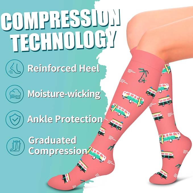 Compression Socks for Women & Men Circulation(6 pairs)-Graduated Supports Socks for Running, Athletic Sports - Image 6