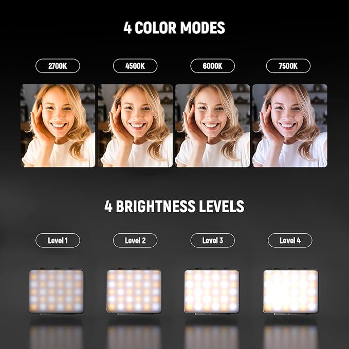 NEEWER Basics Bi Color Magnetic Camera Auxiliary Light Compatible with DJI OSMO Pocket 4 & 3, 1.5W Rechargeable Plastic Mini LED Fill Light Attachment for TikTok Vlog Selfie Video Recording, M24 - Image 3