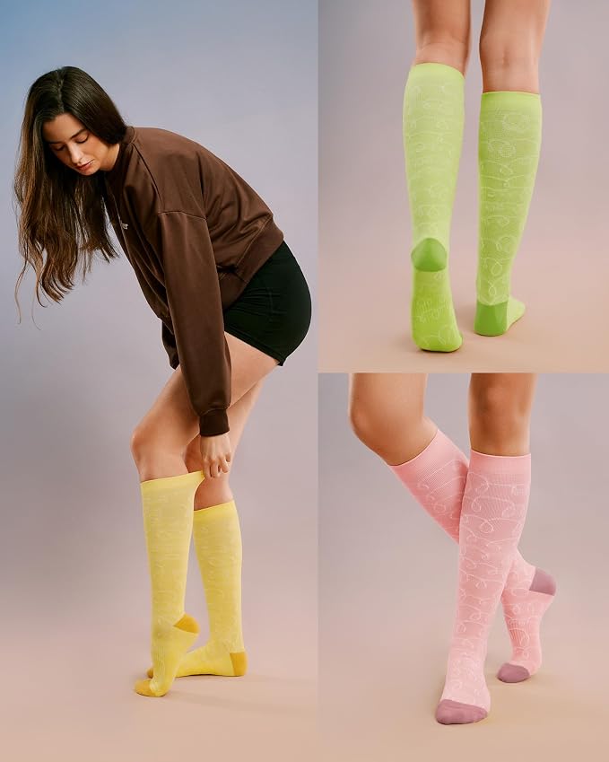 FITRELL 4 Pairs Compression Socks for Women & Men, 15-20mmHg Circulation Support for Athletic Travel Daily Wear - Image 5