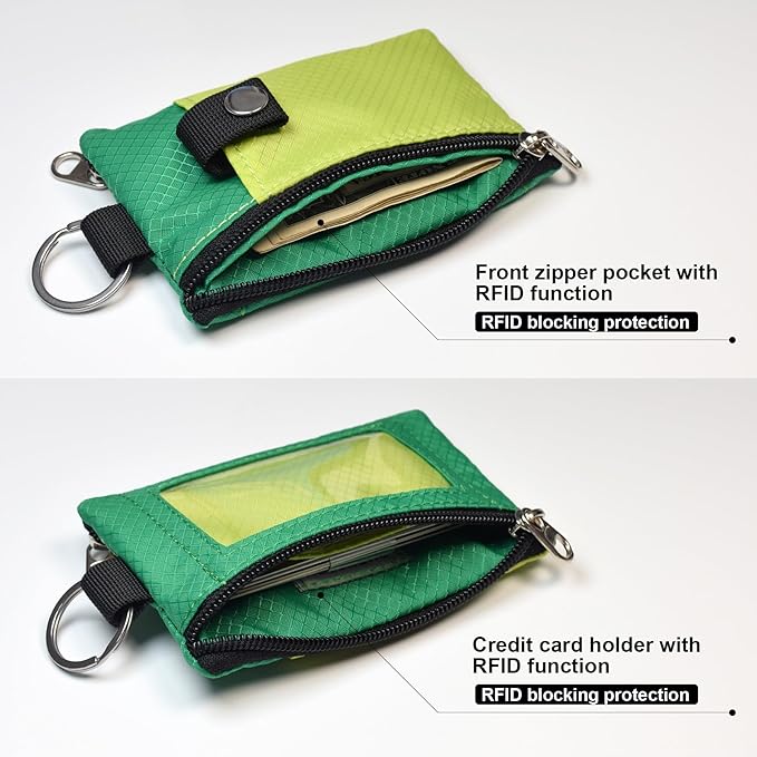 CHENSPRX Minimalist RFID Blocking Small Wallet with ID Window,WaterResistant Zip Id Case Wallet with Lanyard Keychain for Cards,Cash,Travel,Women,Men - Image 3