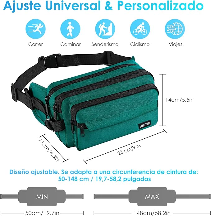 AGPTEK Fanny Pack for Women Men, RFID Large Capacity Waist Wallet Bag, Adjustable & Waterproof Bum Belt Pouch for Travel, Running, Shopping, Hiking, Dog Walking, Cycling, Climbing - Image 3