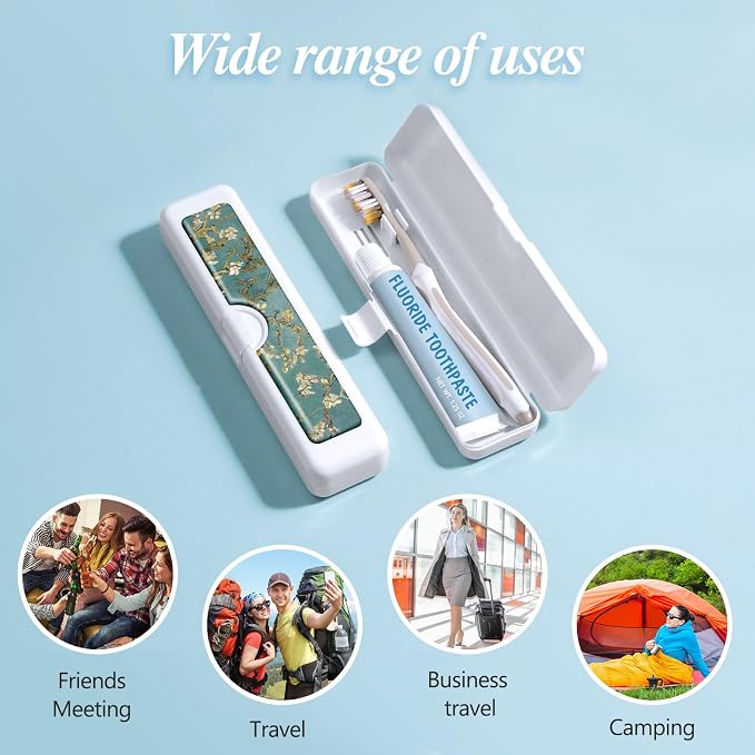 Toothbrush Travel Case - Colorful Pattern, Holder and Covers for Toothbrushes, Includes Tongue Scraper Case - Image 6